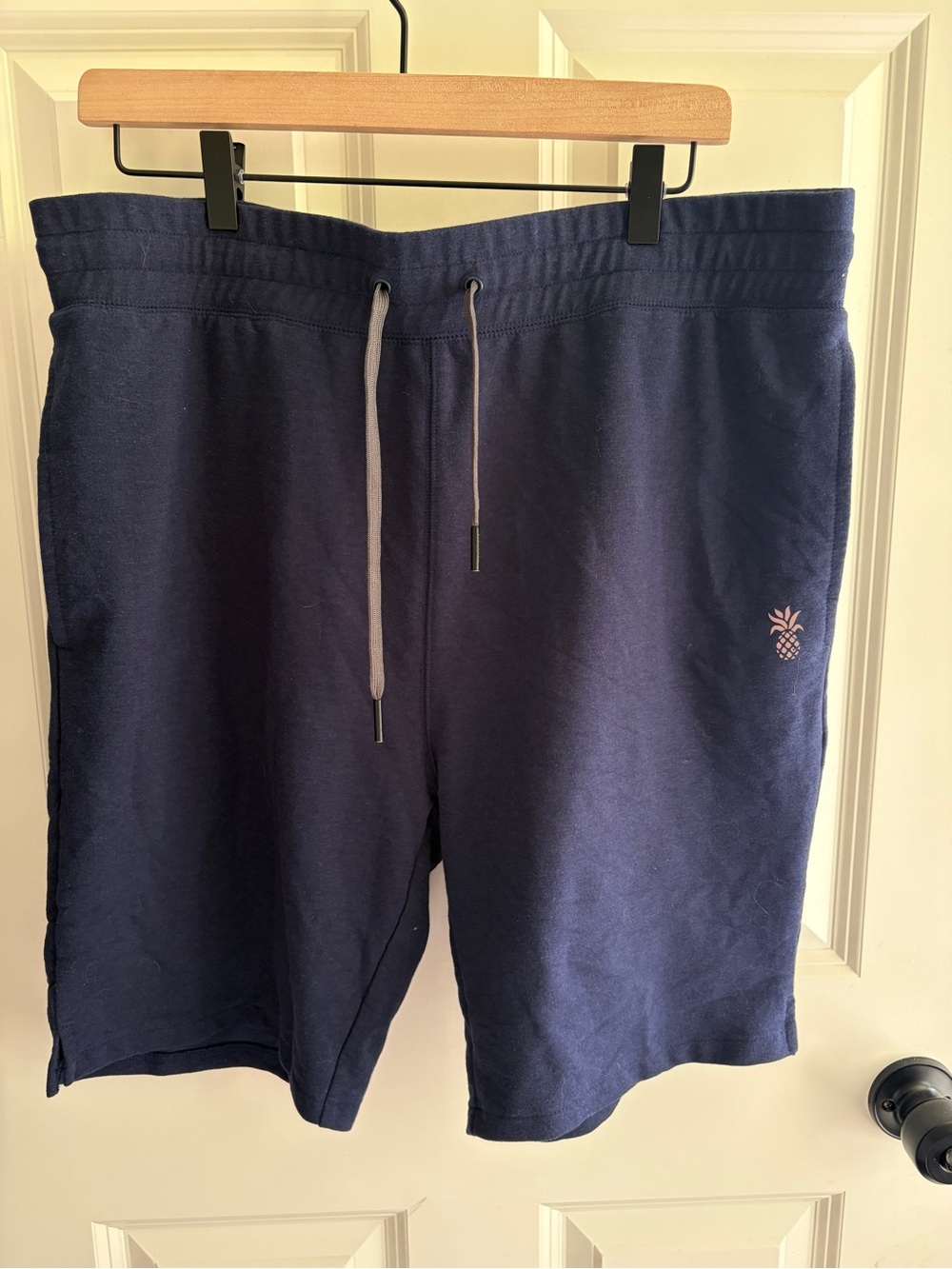 Like new Men's size L Carolina bamboo navy Pineapple Logo Knit Shorts. Soft. - Picture 2 of 11